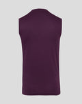 Back view of ECB training vest in solid deep purple without sleeves.