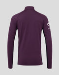 Back view of purple England cricket training top with Toyota logo visible on the sleeve.