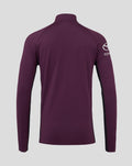 Back view of maroon ECB Pro Training Midlayer with raglan sleeves and tall funnel neck; Toyota logo on the right sleeve.