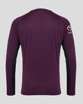 Back view of ECB Men's 25/26 Training Long Sleeve Tee in dark purple with black side panels and Toyota logo on the left sleeve