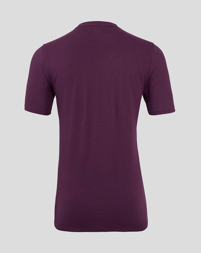 Back view of purple short sleeve tee with no visible graphics.