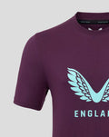 Purple Lock Up Logo Tee with pale blue wing crest and ENGLAND lettering on the chest.
