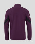 Back view of purple England Cricket Anthem jacket with white emblem on sleeve