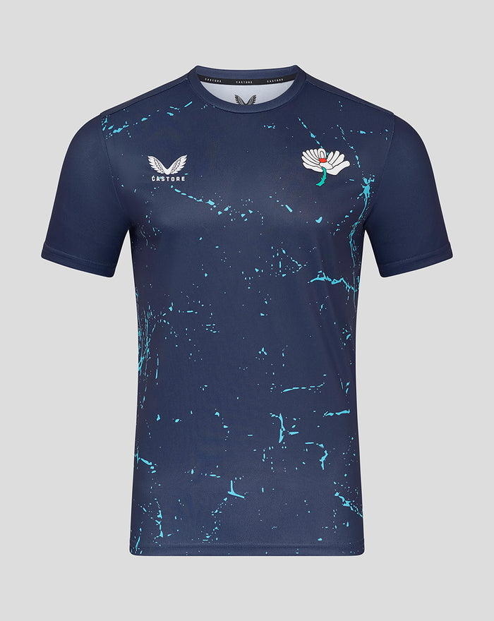 Navy Yorkshire graphic short sleeve training jersey with blue splash pattern and team crest