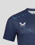 Yorkshire Graphic Short Sleeve Training Jersey in navy with teal splatter print and white Castore wing logo.