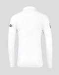 Back view of white England test long sleeve cricket shirt with red shoulder piping