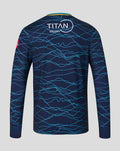 Back view of navy T20 sweatshirt with blue crackle pattern and Titan Wealth logo across the upper back