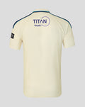 Back view of cream County Championship short sleeve jersey with Titan Wealth logo on the upper back and navy piping along the shoulders and collar.