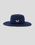 Front view of navy wide brim hat with Castore wing logo