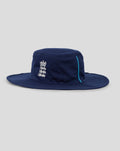 Navy blue wide brim cricket hat with Three Lions crest and turquoise piping along the crown